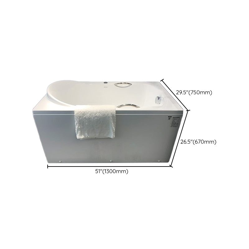 White Acrylic Bathtub Soaking Rectangular Modern Back to Wall Bath