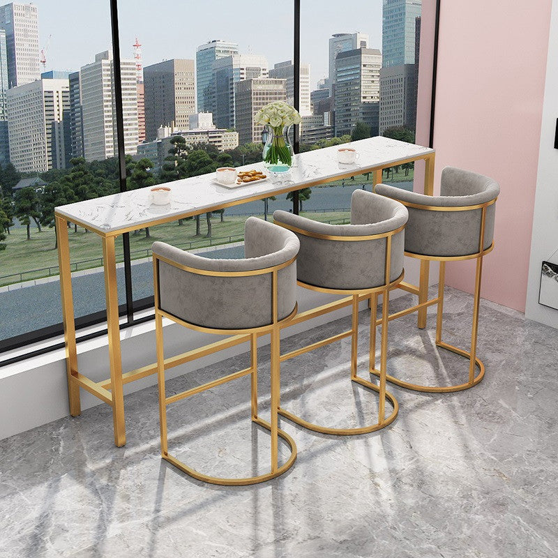 Upholstered Dining Stools Low Back Bar Stools with Metal Base