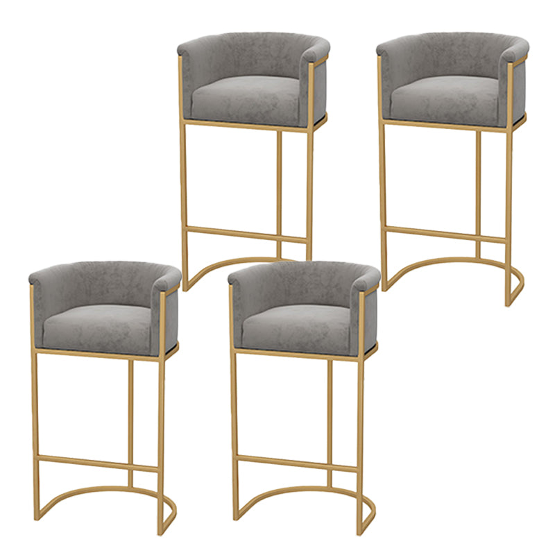 Upholstered Dining Stools Low Back Bar Stools with Metal Base
