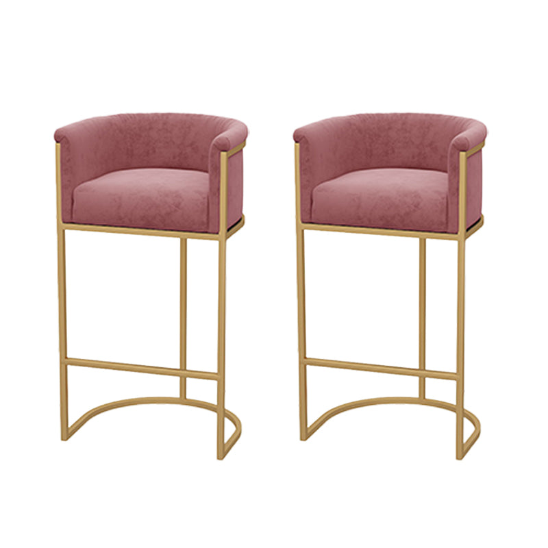 Upholstered Dining Stools Low Back Bar Stools with Metal Base
