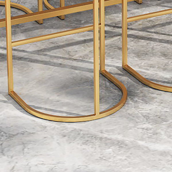 Upholstered Dining Stools Low Back Bar Stools with Metal Base