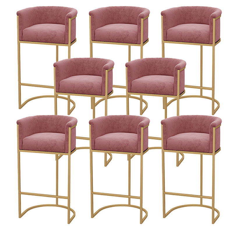 Upholstered Dining Stools Low Back Bar Stools with Metal Base
