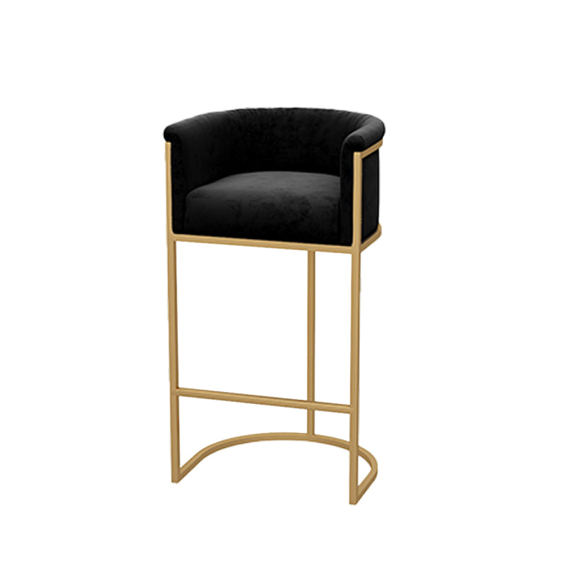 Upholstered Dining Stools Low Back Bar Stools with Metal Base