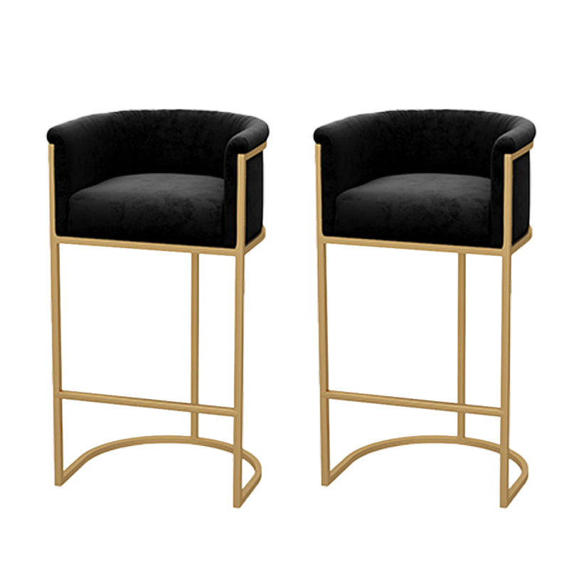Upholstered Dining Stools Low Back Bar Stools with Metal Base