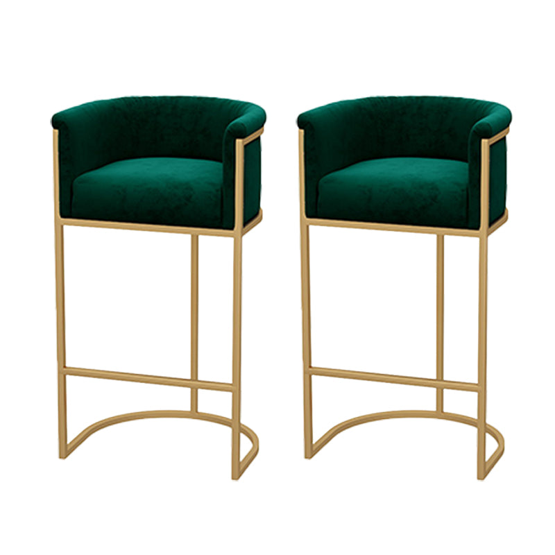 Upholstered Dining Stools Low Back Bar Stools with Metal Base