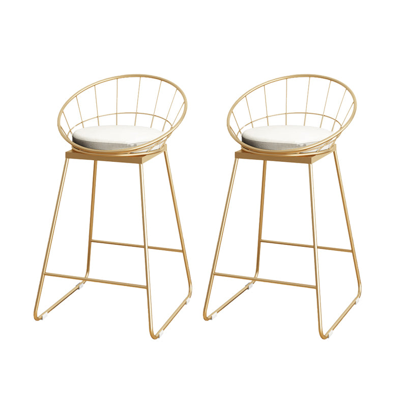 Upholstered Dining Stools Low Back Bar Stools with Metal Base