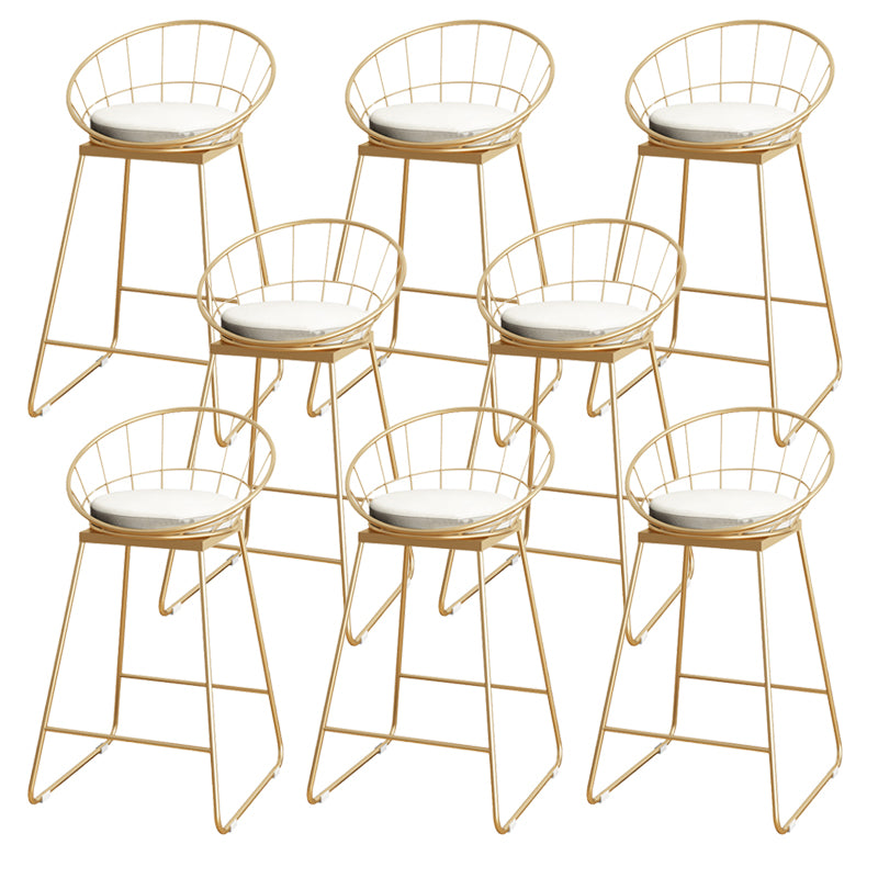 Upholstered Dining Stools Low Back Bar Stools with Metal Base