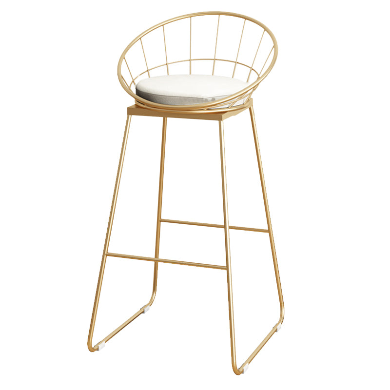 Upholstered Dining Stools Low Back Bar Stools with Metal Base