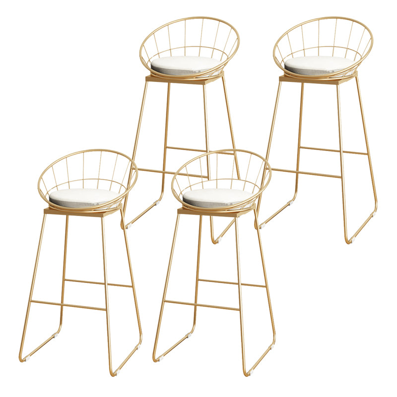 Upholstered Dining Stools Low Back Bar Stools with Metal Base