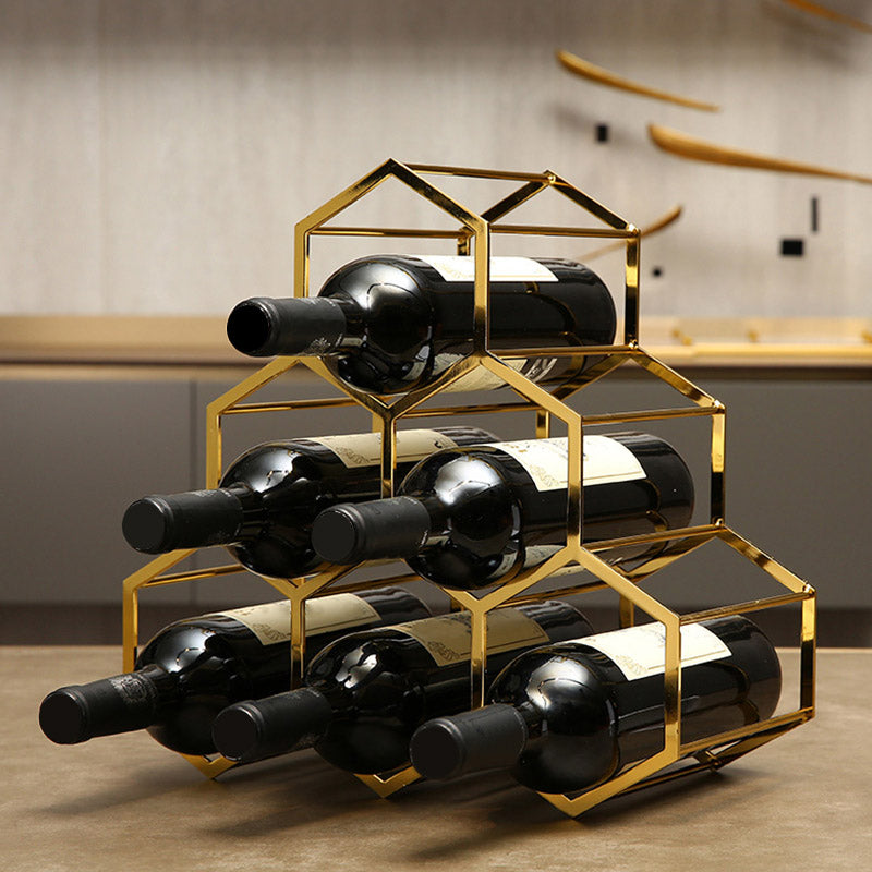 Countertop Wine Rack Glam Metal Wine Bottle Rack for Living Room
