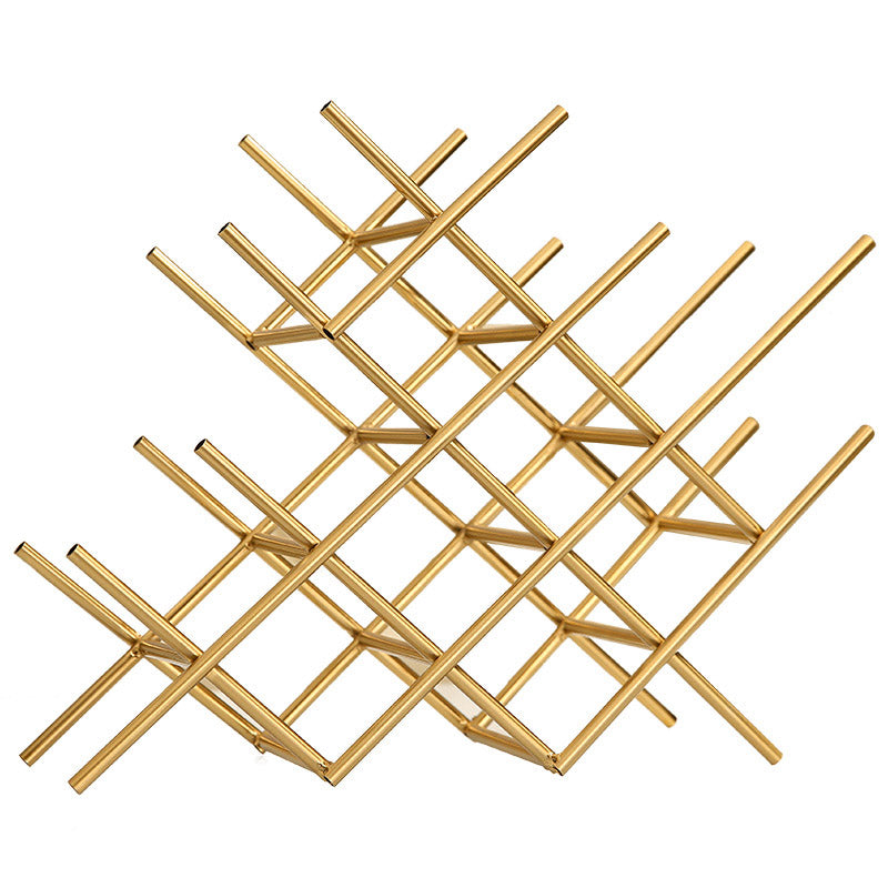 Countertop Wine Rack Glam Metal Wine Bottle Rack for Living Room