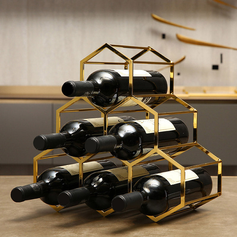 Countertop Wine Rack Glam Metal Wine Bottle Rack for Living Room