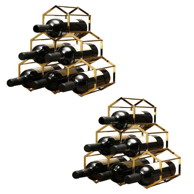 Countertop Wine Rack Glam Metal Wine Bottle Rack for Living Room