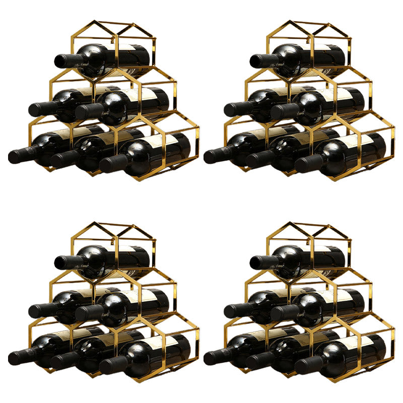 Countertop Wine Rack Glam Metal Wine Bottle Rack for Living Room