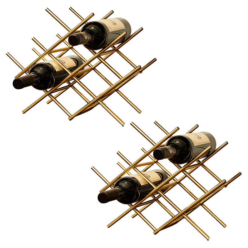 Countertop Wine Rack Glam Metal Wine Bottle Rack for Living Room