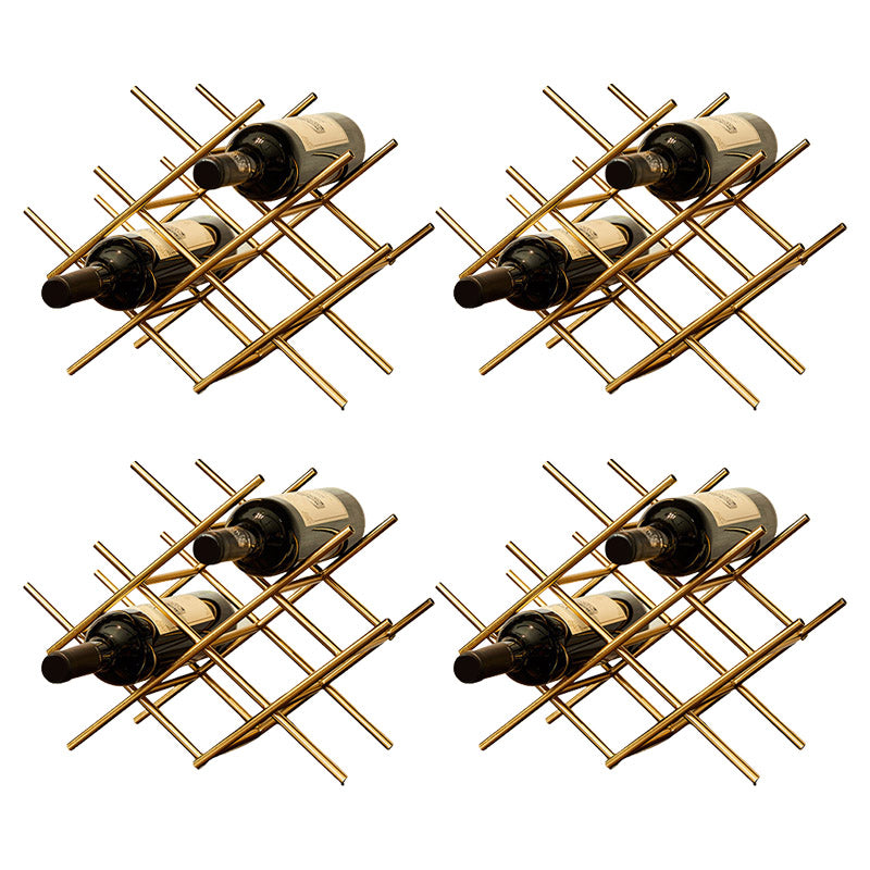 Countertop Wine Rack Glam Metal Wine Bottle Rack for Living Room