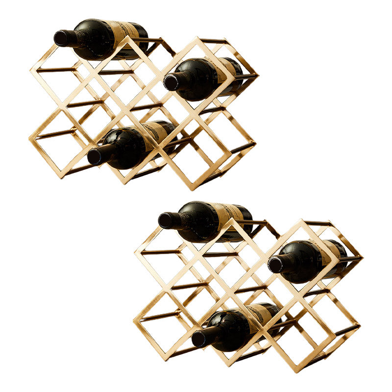 Countertop Wine Rack Glam Metal Wine Bottle Rack for Living Room