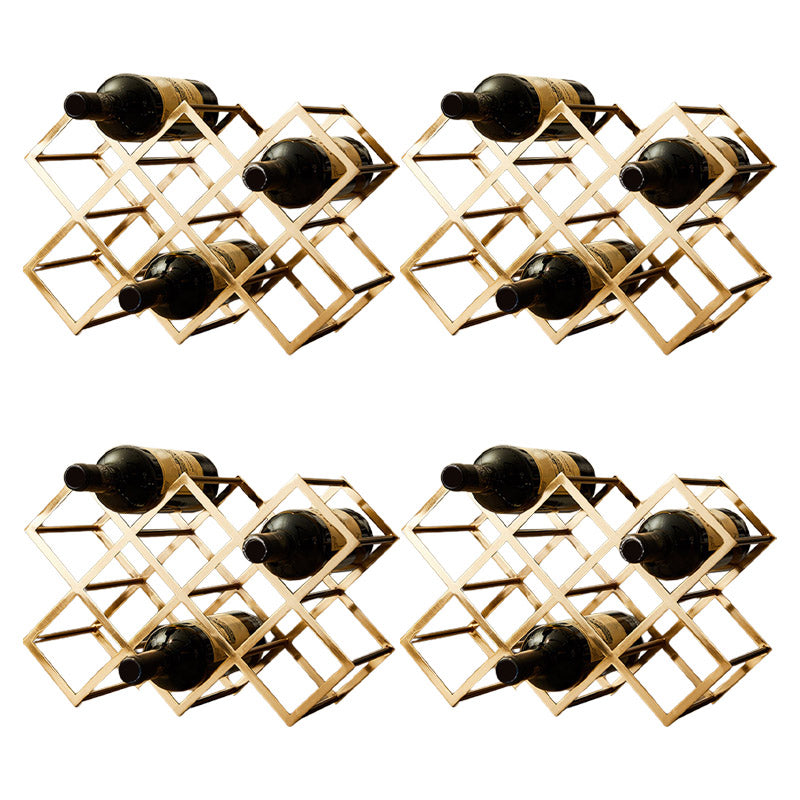 Countertop Wine Rack Glam Metal Wine Bottle Rack for Living Room