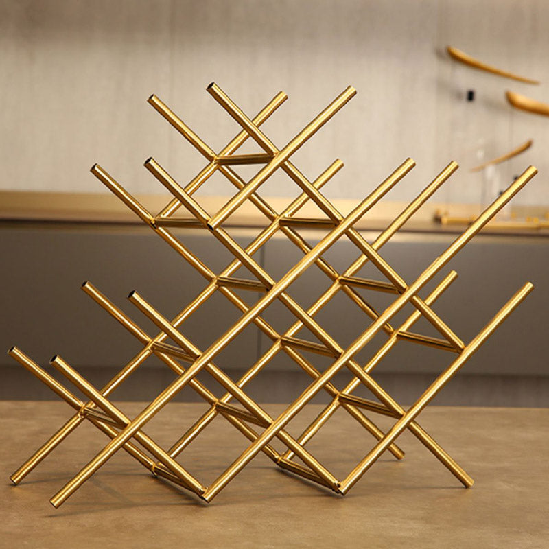 Countertop Wine Rack Glam Metal Wine Bottle Rack for Living Room