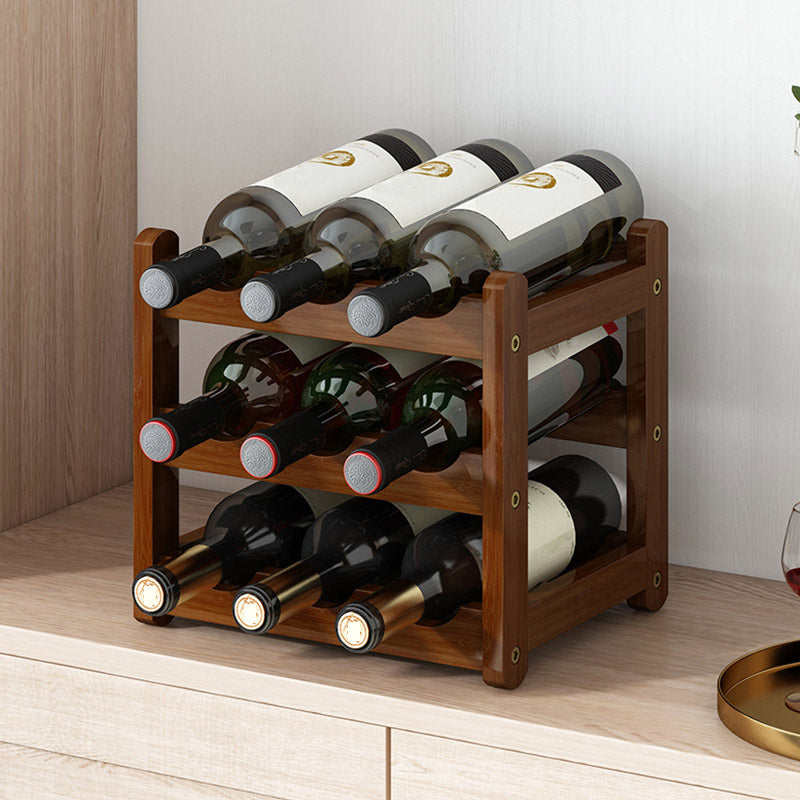 Modern Countertop Wine Rack Solid Wood Wine Bottle Rack for Home
