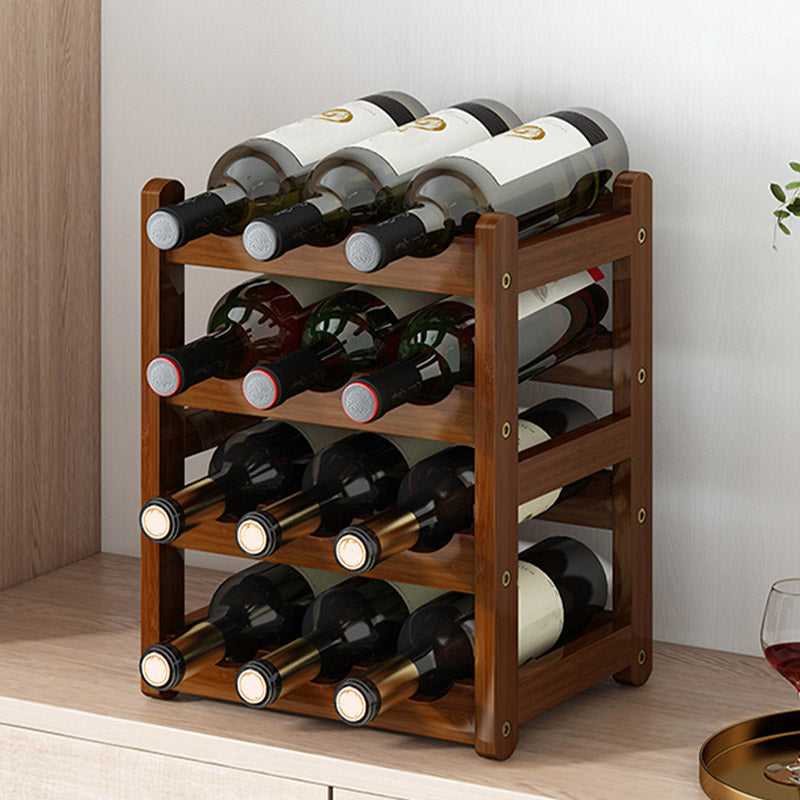 Modern Countertop Wine Rack Solid Wood Wine Bottle Rack for Home