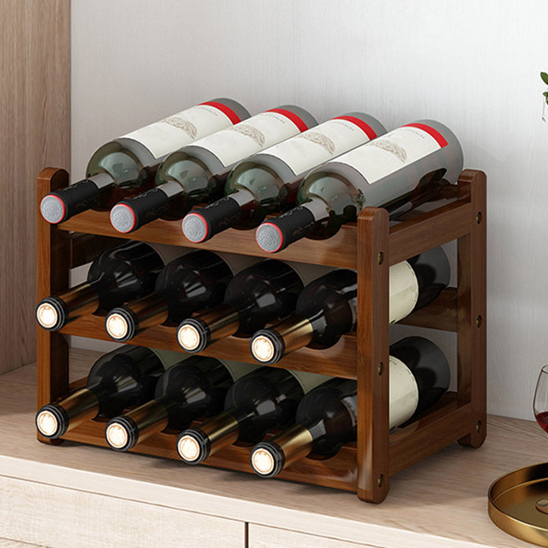 Modern Countertop Wine Rack Solid Wood Wine Bottle Rack for Home