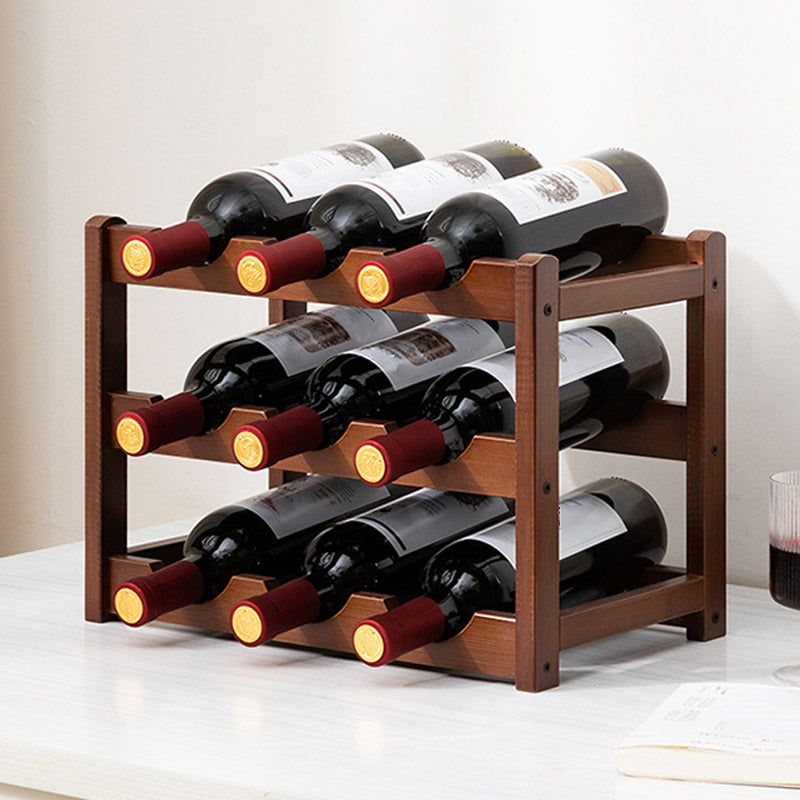 Countertop Modern Wine Rack Wood Wine Bottle Rack for Living Room