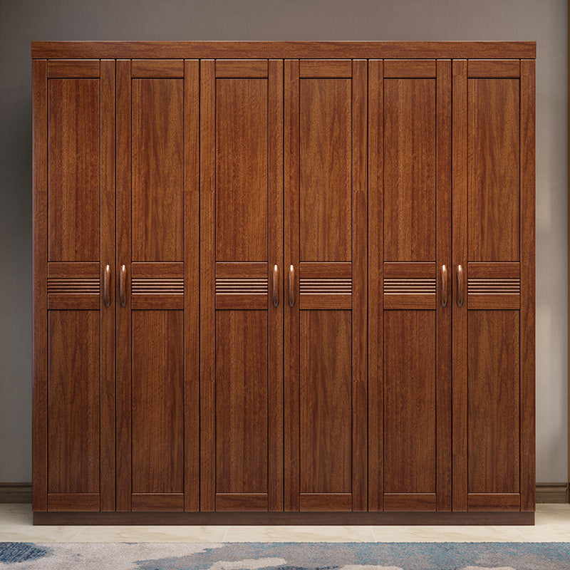 Brown Walnut Solid Wood Wardrobe Traditional Freestanding Wardrobe Armoire