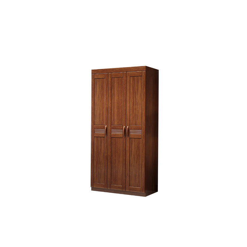 Brown Walnut Solid Wood Wardrobe Traditional Freestanding Wardrobe Armoire