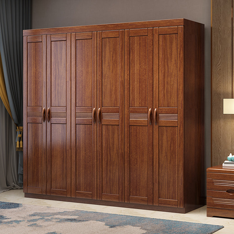 Brown Walnut Solid Wood Wardrobe Traditional Freestanding Wardrobe Armoire