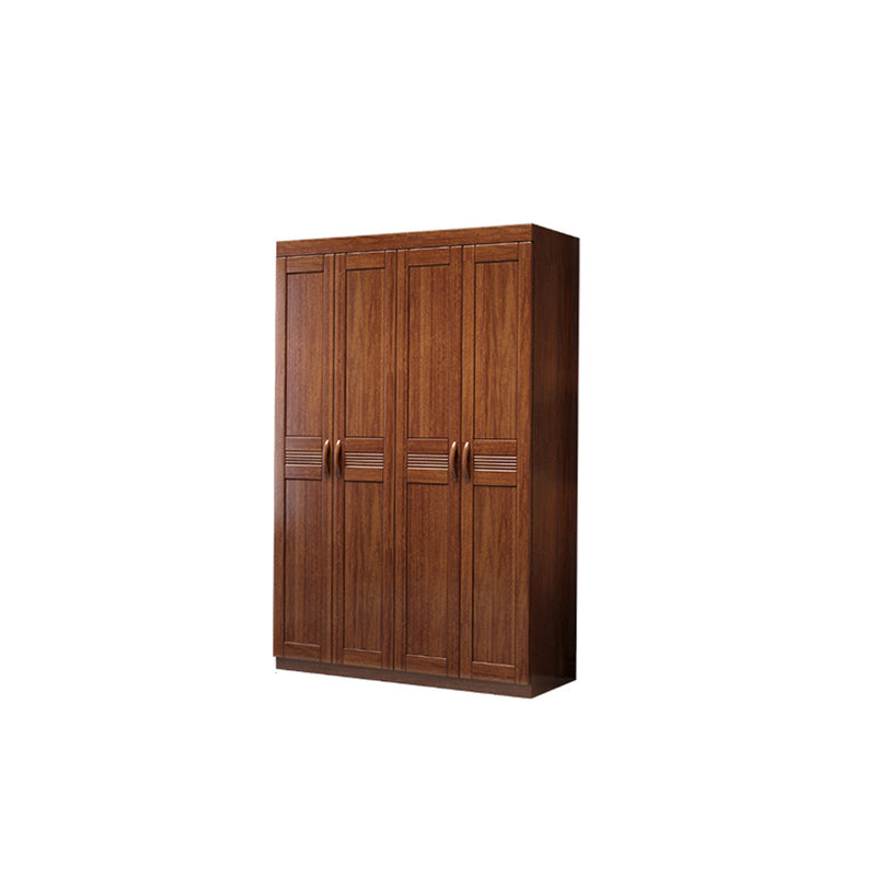 Brown Walnut Solid Wood Wardrobe Traditional Freestanding Wardrobe Armoire