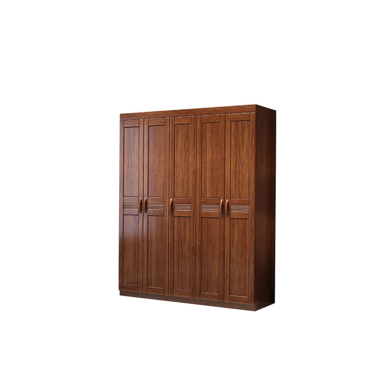 Brown Walnut Solid Wood Wardrobe Traditional Freestanding Wardrobe Armoire