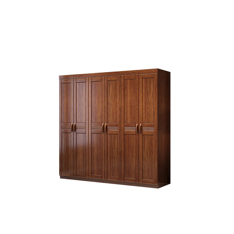 Brown Walnut Solid Wood Wardrobe Traditional Freestanding Wardrobe Armoire