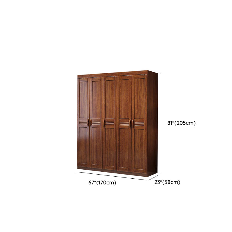 Brown Walnut Solid Wood Wardrobe Traditional Freestanding Wardrobe Armoire