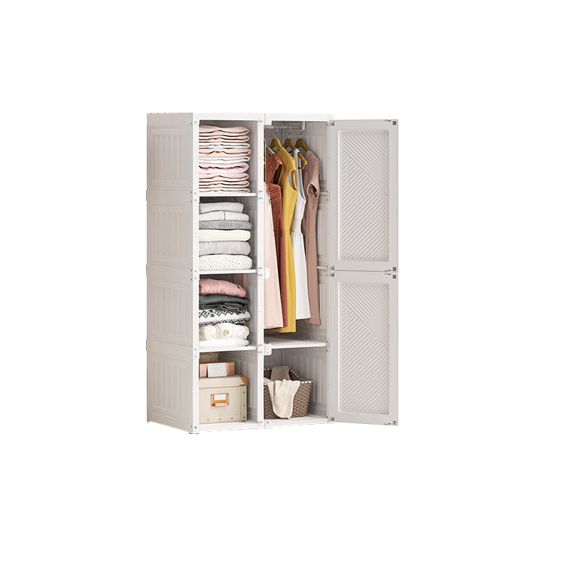 White Freestanding Plastic Wardrobe Foldable Wardrobe with Shelves