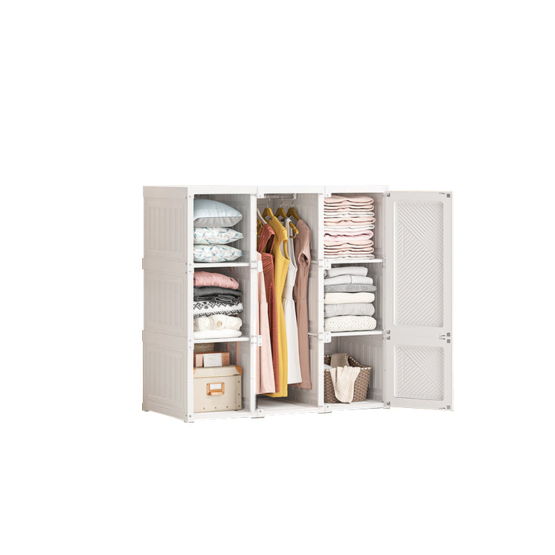 White Freestanding Plastic Wardrobe Foldable Wardrobe with Shelves