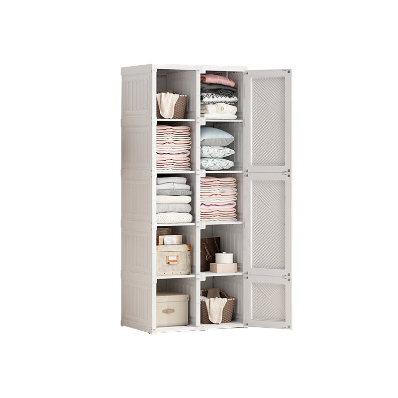 White Freestanding Plastic Wardrobe Foldable Wardrobe with Shelves