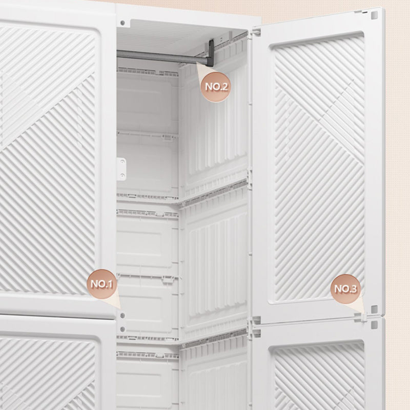 White Freestanding Plastic Wardrobe Foldable Wardrobe with Shelves