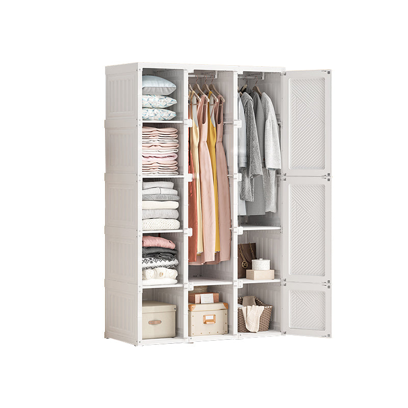 White Freestanding Plastic Wardrobe Foldable Wardrobe with Shelves