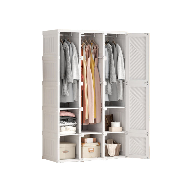 White Freestanding Plastic Wardrobe Foldable Wardrobe with Shelves