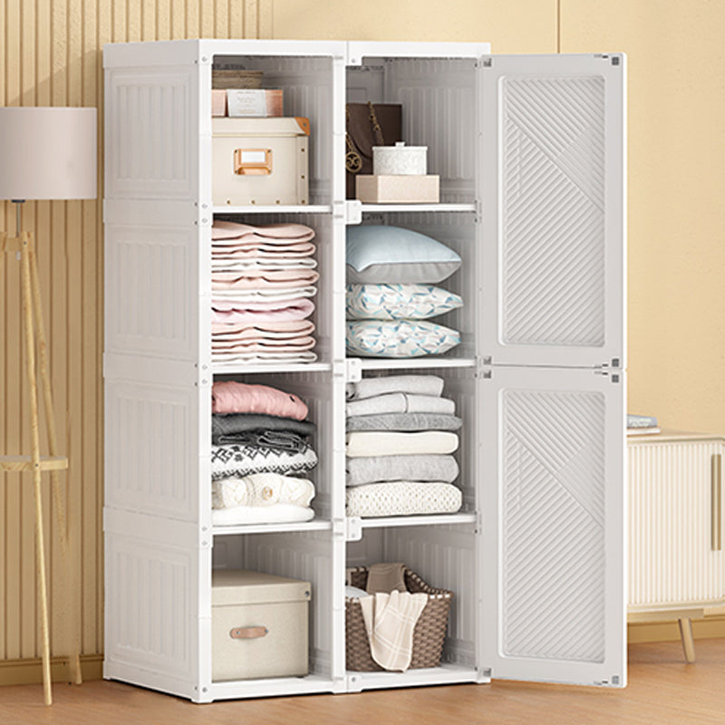 White Freestanding Plastic Wardrobe Foldable Wardrobe with Shelves