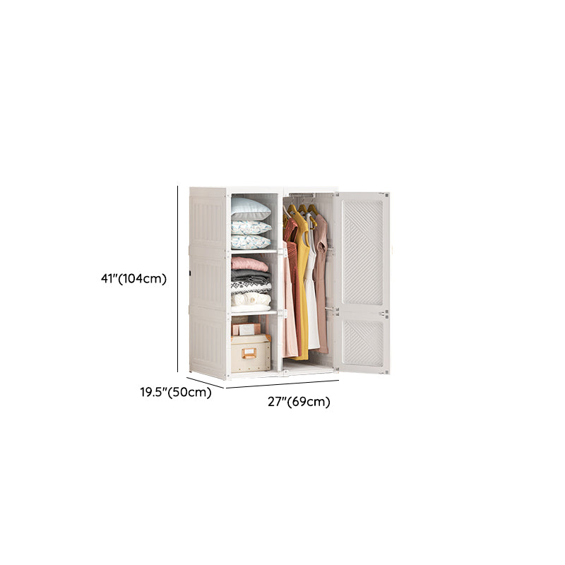 White Freestanding Plastic Wardrobe Foldable Wardrobe with Shelves