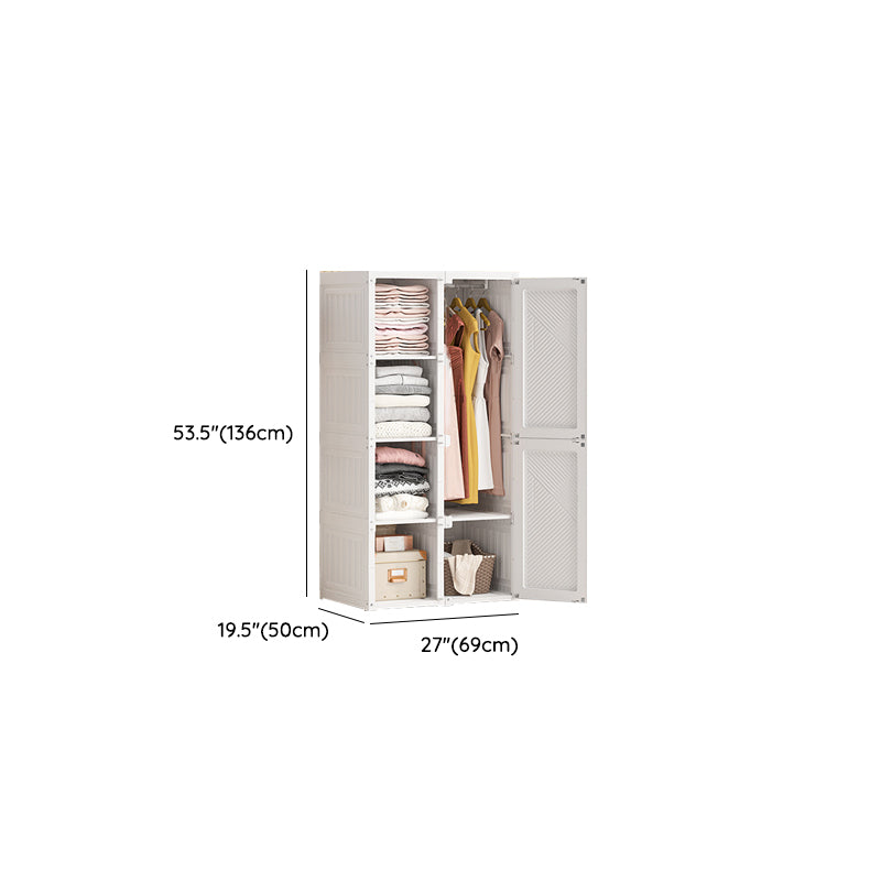 White Freestanding Plastic Wardrobe Foldable Wardrobe with Shelves
