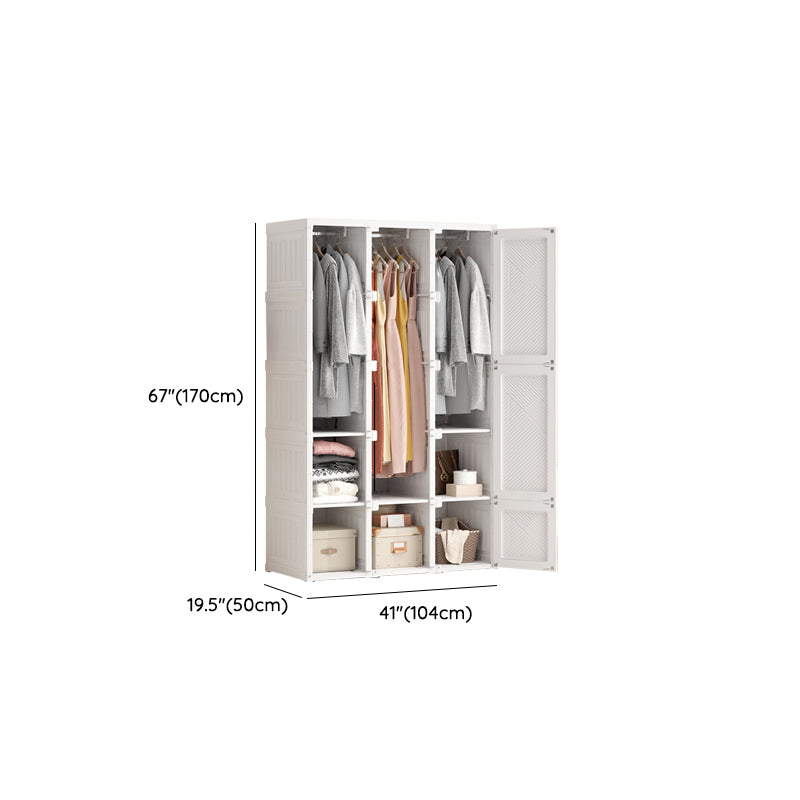 White Freestanding Plastic Wardrobe Foldable Wardrobe with Shelves