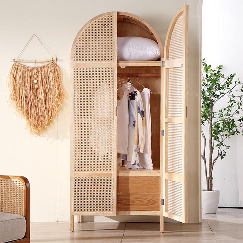 Freestanding Solid Wood Wardrobe Modern Wardrobe Armoire with Legs