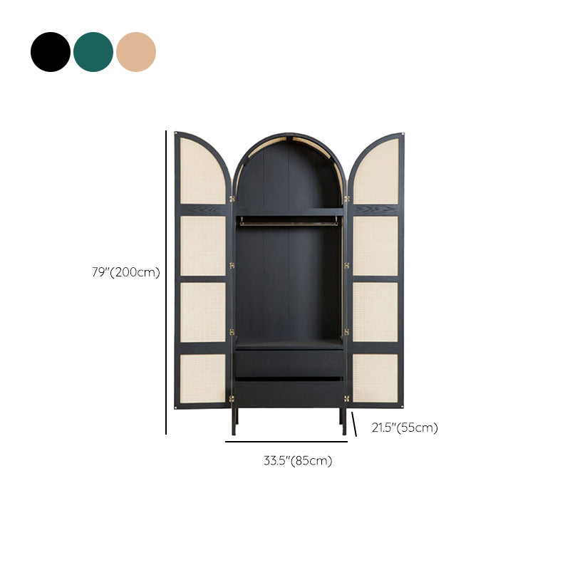 Freestanding Solid Wood Wardrobe Modern Wardrobe Armoire with Legs