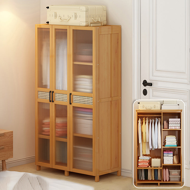 Freestanding Wood Wardrobe Modern Wardrobe with Legs and Shelves