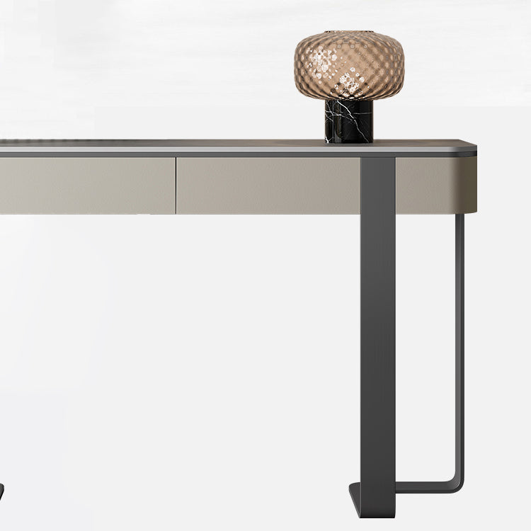 Stone Half Moon Accent Table Modern 33.46" Tall Console Table for Hall