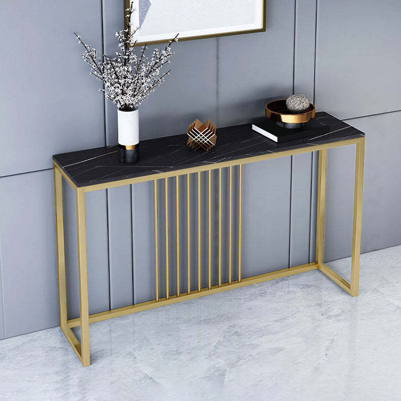 Contemporary Console Accent Table Rectangle Console Sofa Table in Stone