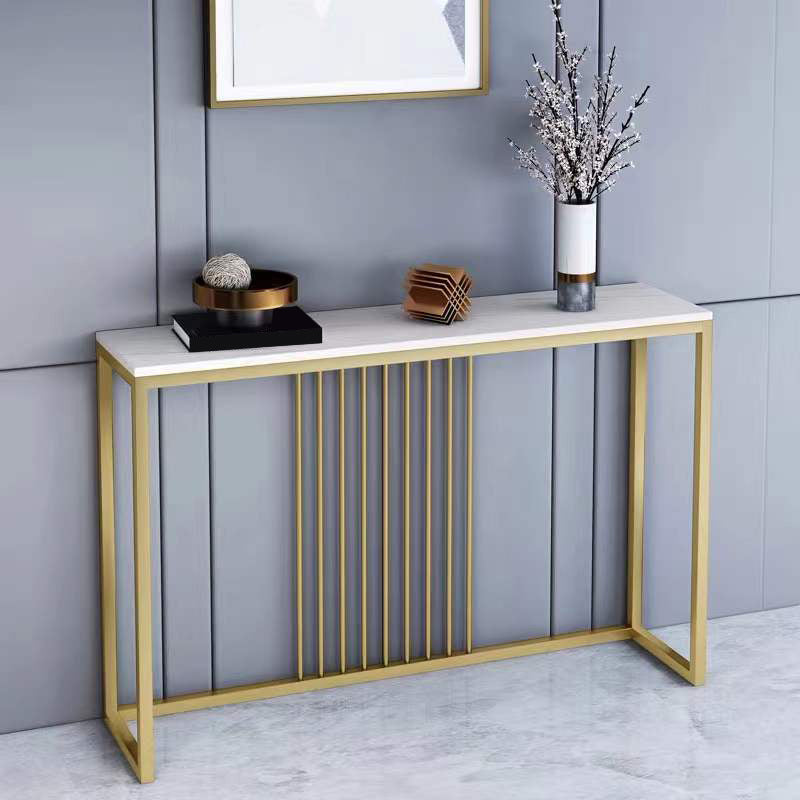 Contemporary Console Accent Table Rectangle Console Sofa Table in Stone